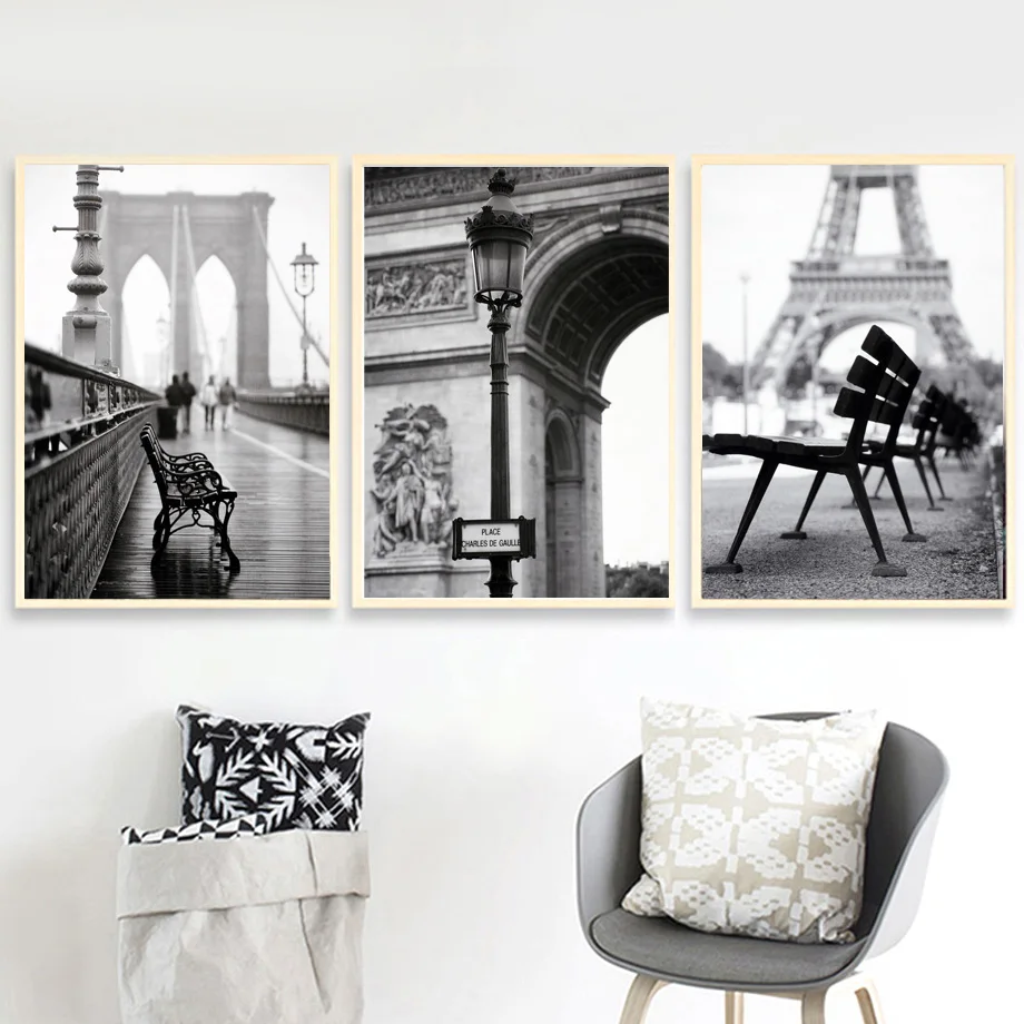 

Paris Tower New York Brooklyn Landscape Wall Art Canvas Painting Nordic Posters And Prints Wall Pictures For Living Room Decor