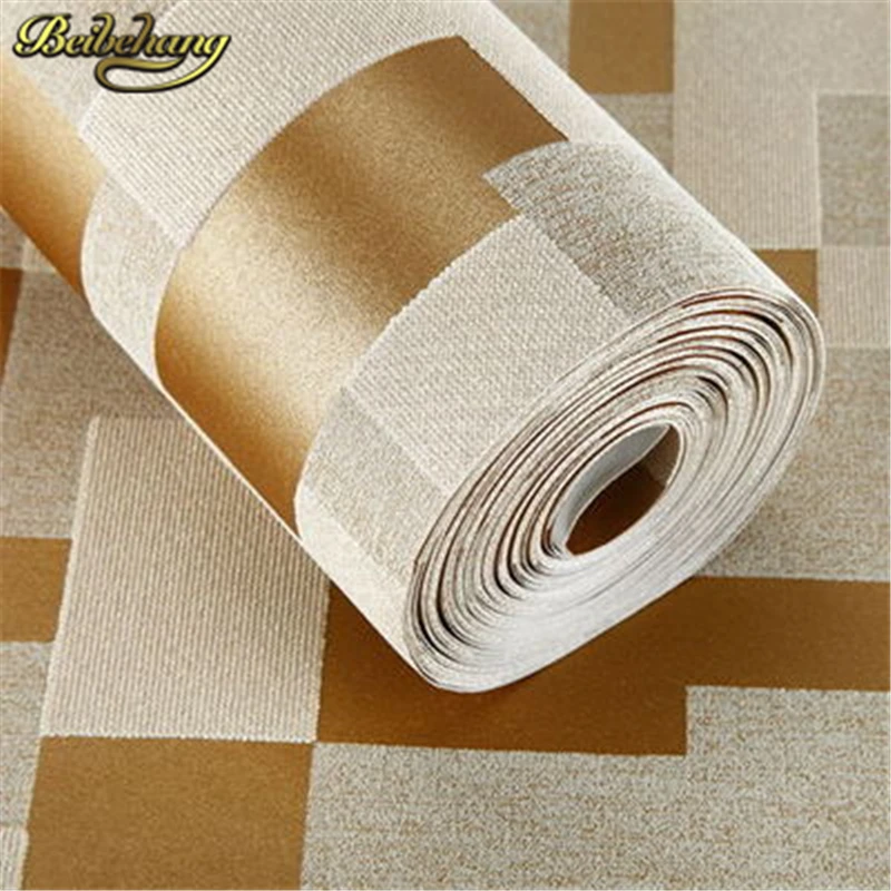 Modern 3D embossed nonwoven stereoscopic mosaic wallpaper rolls modern woven flocking wall paper living room Home Decoration