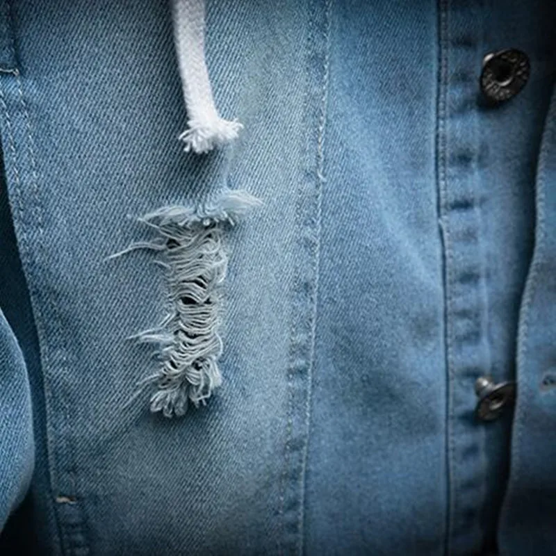 2019 Autumn New Hooded Denim Jacket Men Fashion Fake Two Pieces Streetwear Bomber Jacket and Coat Man Cowboy Clothes S-3XL