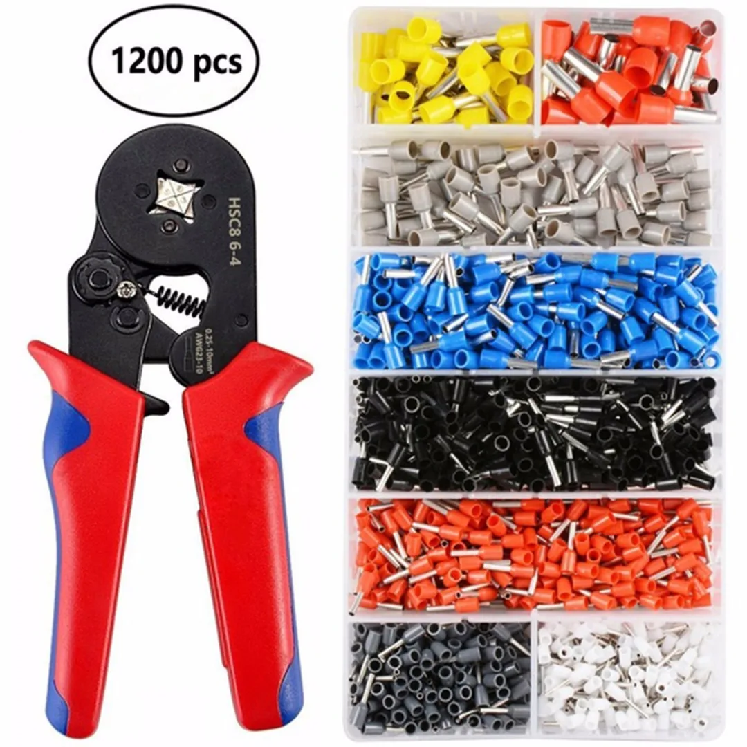 1200pcs Cable Crimp Wire Pliers with Wire Crimp Connection Terminal Hand Crimper Pliers Tool Kit