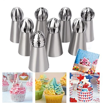 

6pcs Stainless Steel Piping Nozzle Pastry Tips Small Ball Torch Converter DIY Cake Decorating Tools Russia Icing Kitchen Tools