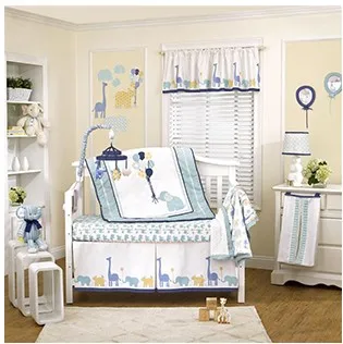  9Pc Crib Infant Room Kids Baby Bedroom Set Nursery Bedding Elephantl cot bedding set for newborn ba - 32850724701