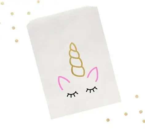 

custom unicorn be magical birthday baby Shower Chritsening Kraft Paper Bakery Cookie desserts Favors Bags Popcorn Bag Stamp