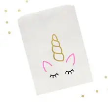 Пользовательские Единорог быть волшебный день рождения, детский душ Chritsening крафт бумага для выпечки десерты печенья Сувениры Сумки сумка с рисунком попкорна штамп