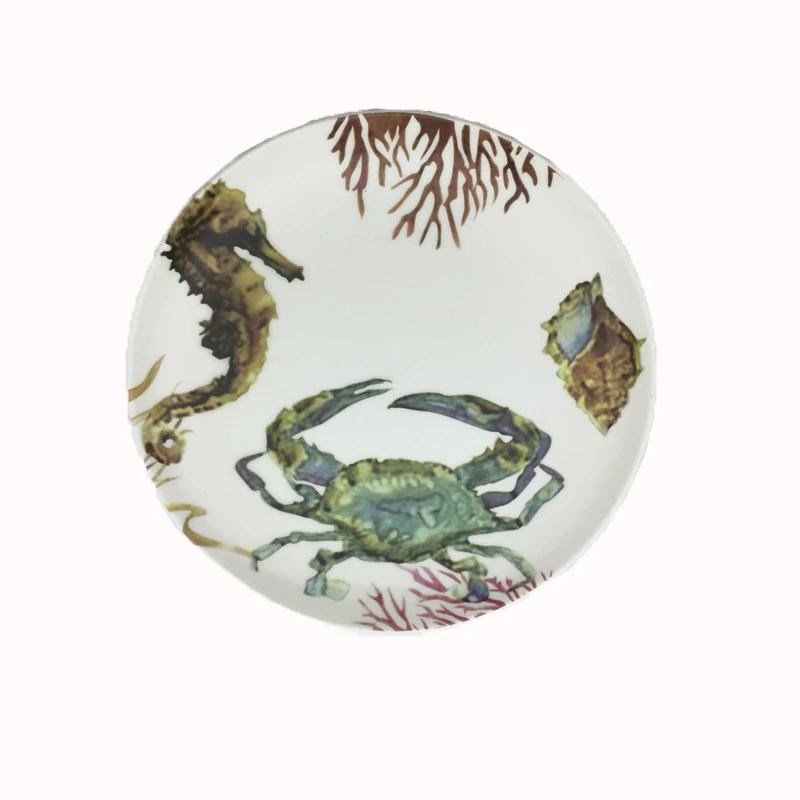 Обеденная тарелка керамическая поднос океанские животные модель блюда ручная роспись обеденное блюдо Platos Фарфоровая столовая посуда Рождественская тарелка 1 шт