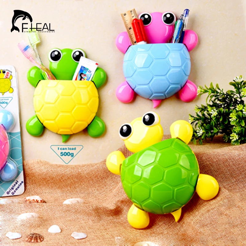 FHEAL Cute Design Turtle Sucker Hook Toothbrush Holder Cartoon Tortoise Bathroom Accessories Children Toothbrush Holder FHEAL Cute Design Turtle Sucker Hook Toothbrush Holder Cartoon Tortoise Bathroom Accessories Children Toothbrush Holder