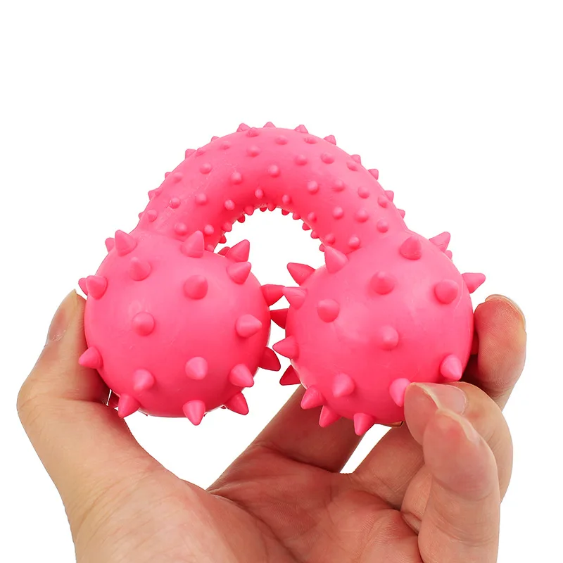 New Dumbbell Dog Toys With Bell Inside Pet Products Plastic Toys Environmental TPR Rubber Ball Toy Ball Dumbbell Free Shipping (4)