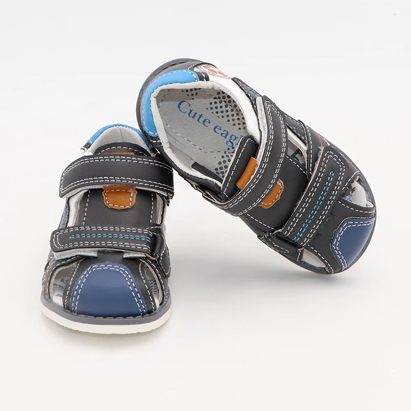 Милые летние ортопедические сандалии для мальчиков с орлом из искусственной кожи; детская обувь для маленьких мальчиков; детская обувь на плоской подошве с закрытым носком; Размеры 22-27; No. A191