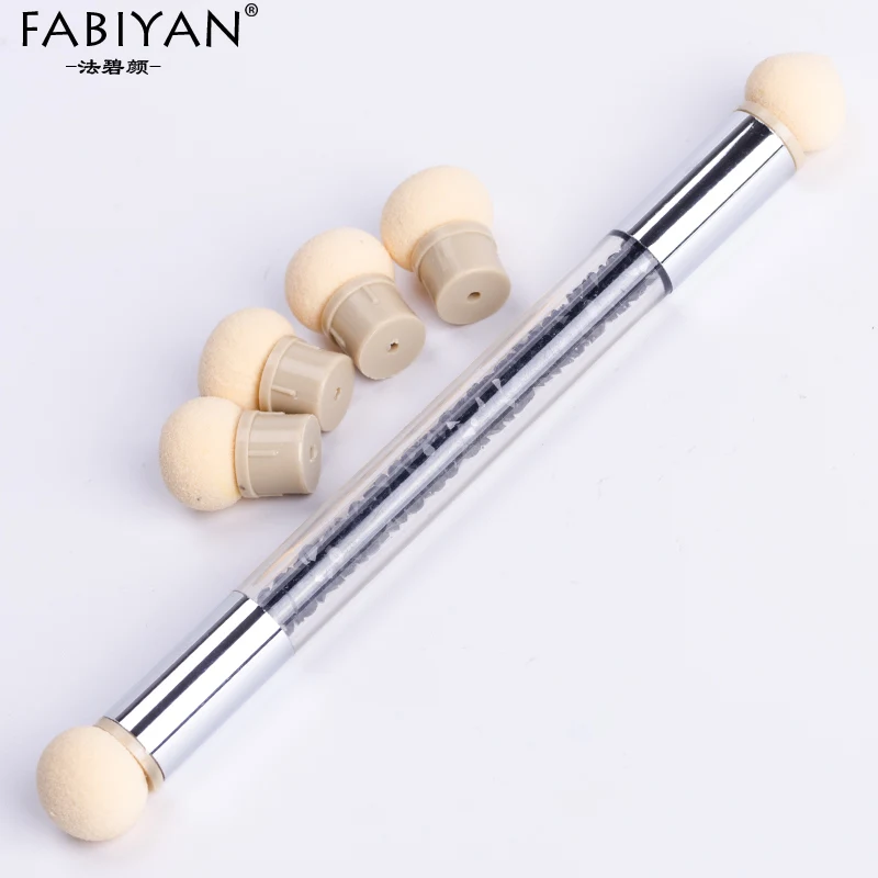 

Double End Nail Art Gradient Brush Pen Draw Painting Dotting Tips Rhinestone Handle Manicure Tool Set With 4 Replace Sponge Head