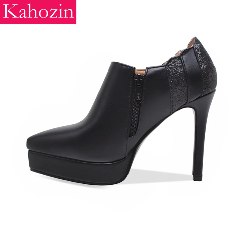 Kahozin women shoes high heel 11CM PU pointed toe platform thin heels spring/autumn Sexy  pumps comfortable shoes womanSize33-43
