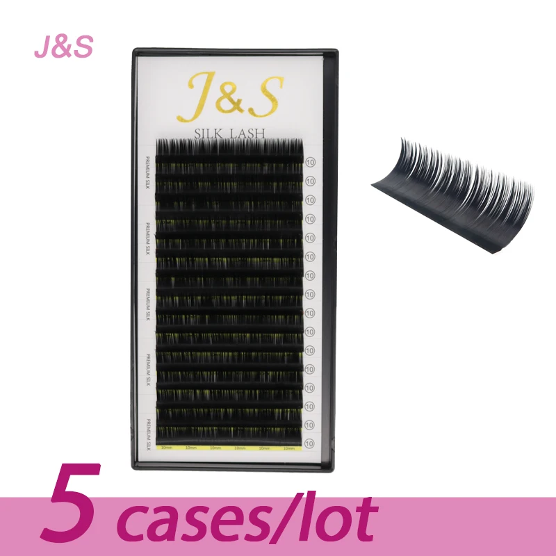 

J & S 5 trays 7-15mm Eyelash extensions High quality faux mink individual eyelashes single size false eyelash soft and natural