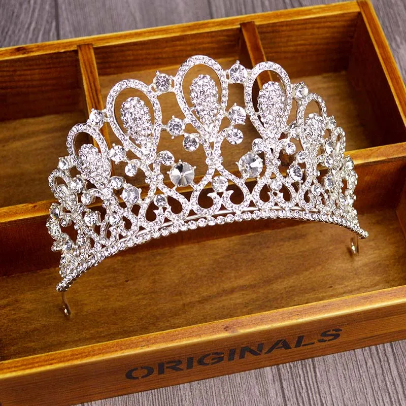 

New Silver Bridal Tiaras Crowns Crystal Rhinestone Headdress Pageant Bridal Wedding Accessories Wedding Headpiece Tiara T-737