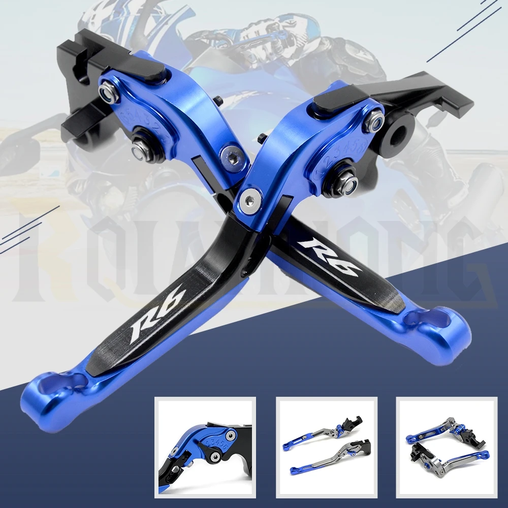 For YAMAHA YZF R6 1999-2004  Brake Clutch Levers Motorcycle CNC Aluminum Adjustable Hand Grips Handle logo