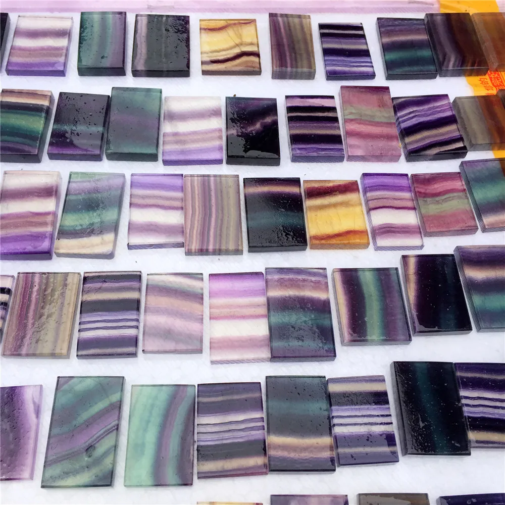 

1pc Colorful Natural Rainbow Fluorite Crystal Slice Rough Crystal Rectangle Pendant Healing Gemstone Gift