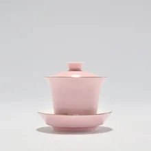 Короткая китайская розовая керамическая керамика Gaiwan и фарфоровая миска с крышкой чаша чайный набор кунг-фу Улун TieKuanYin глазурь Gaiwan 150 мл