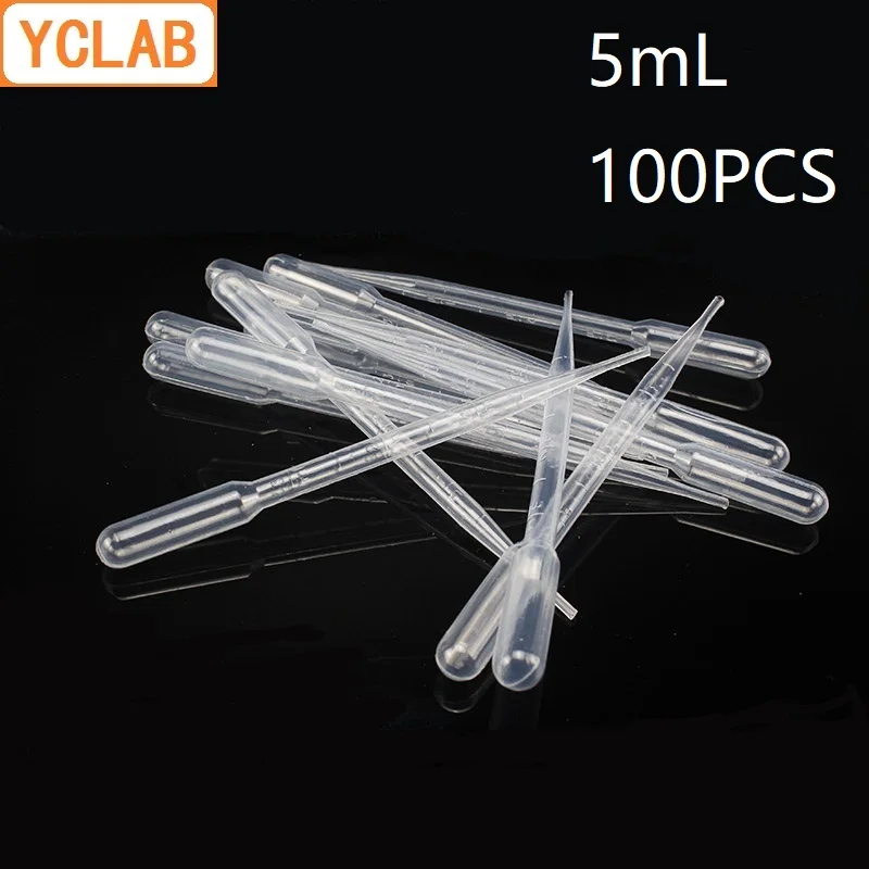 

YCLAB 100PCS 5mL Disposable Dropping Pipette Pasteurized Plastic with Graduation Mark Laboratory Chemistry Equipment