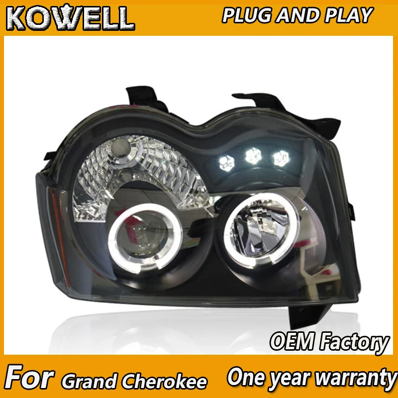 

KOWELL Car Styling for Grand Cherokee 2005 2006-2008 headlights for Grand Chero angle eyes drl H7 hid Bi-Xenon Lens low beam