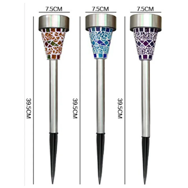 LED Solar Lamp Outdoor Mosaic LED Solar Lawn Light For Garden Decoration Outdoor Waterproof IP65 Bollard Solar Stick Lights  (17)