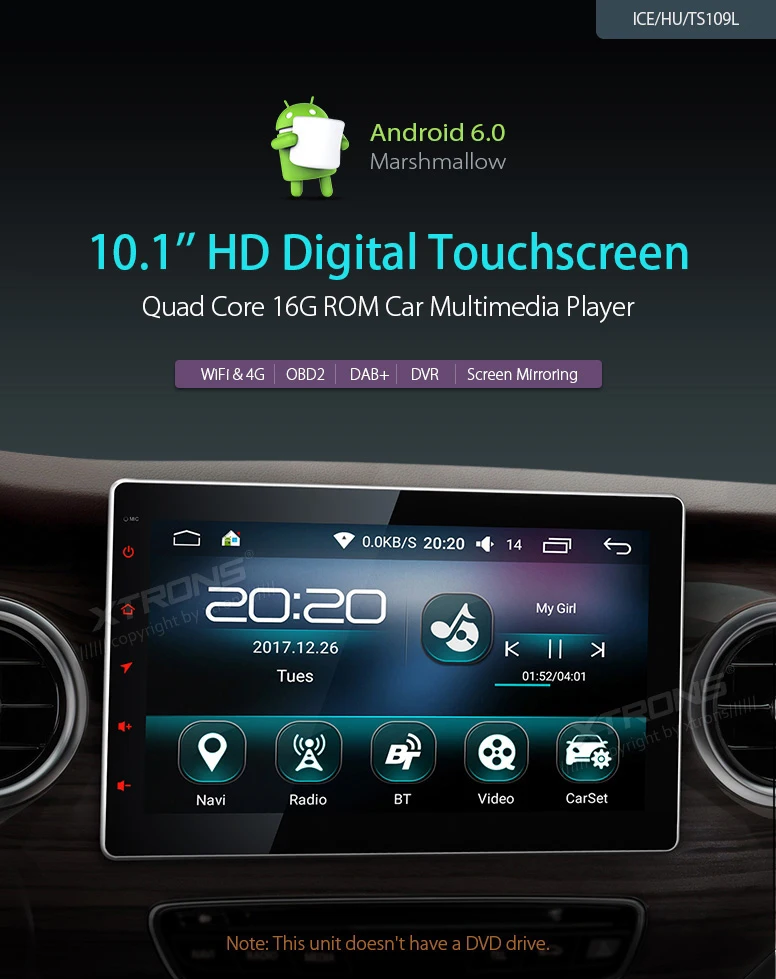 Sale 10.1" Android 6.0 OS Two Din Car Multimedia 2 Din Car Navigation GPS Double Din Car Radio with 4G/3G/WIFI Internet Support 1