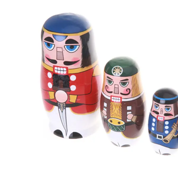 

5pcs/ Set Miles Kimball Nutcracker Solders Matryoshka Nesting Dolls Wooden Russian Doll Handmade Craft Kids Child Gift QP2