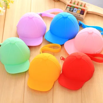 

30PCS / LOT Portable Silicone Coin Purses Cute Hat Coin Bag Zipper Candy Pure Color Wallets Key Pouch
