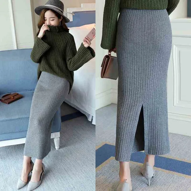 Woolen skirt long discount