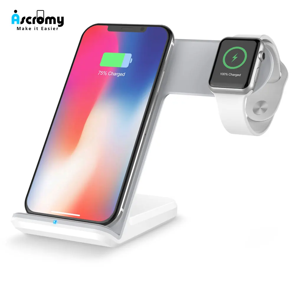 Ascromy 2in1 Qi беспроводной быстро зарядное устройство сотовый телефон держатель