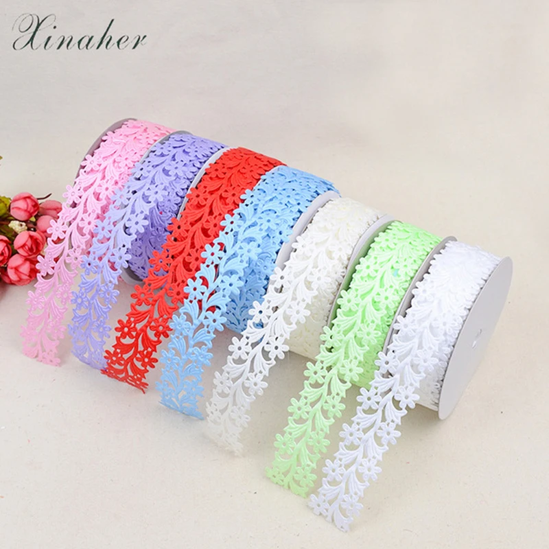 38mm 20yard flower vine Ribbon embossing Polyester Ribbon For Wedding