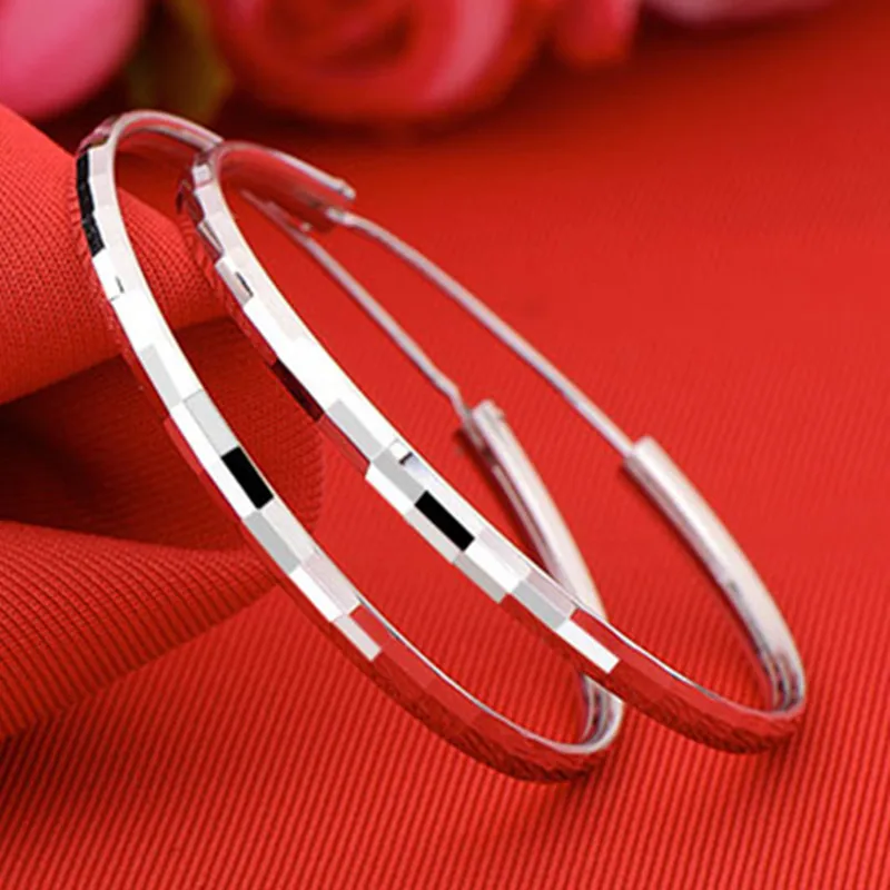 

Big hoop earring for women 925 sterling silver 40mm luxury design good quality vintage wedding jewelry for Women SEH0007