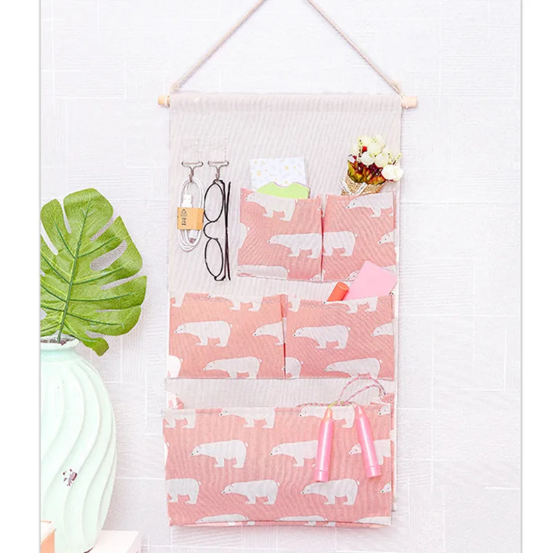 

5 Pockets Wall Door Closet Home Hanging Storage Bag Organizer Pouch Home Useful