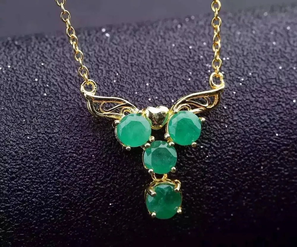 Natural green emerald stone Necklace natural gemstone Pendant Necklace