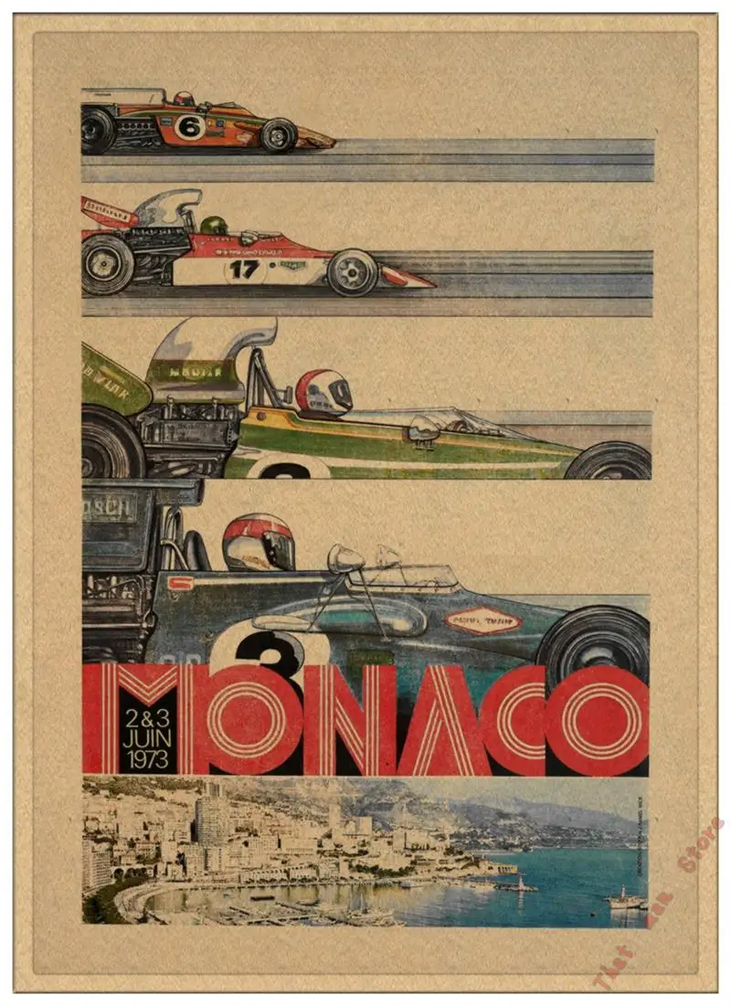 Супер гоночный Ретро мотор Monaco 1937 старинный автомобиль для путешествий, классический винтажный постер, сделай сам, домашний декор из крафт-бумаги