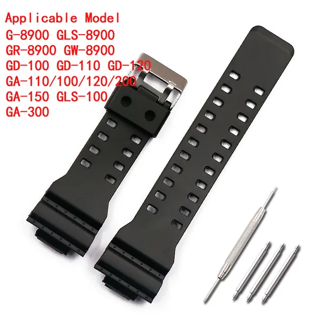 US $3.74 16mm rubber strap men's pin buckle sports waterproof silicone strap for Casio g-shock watch accesso