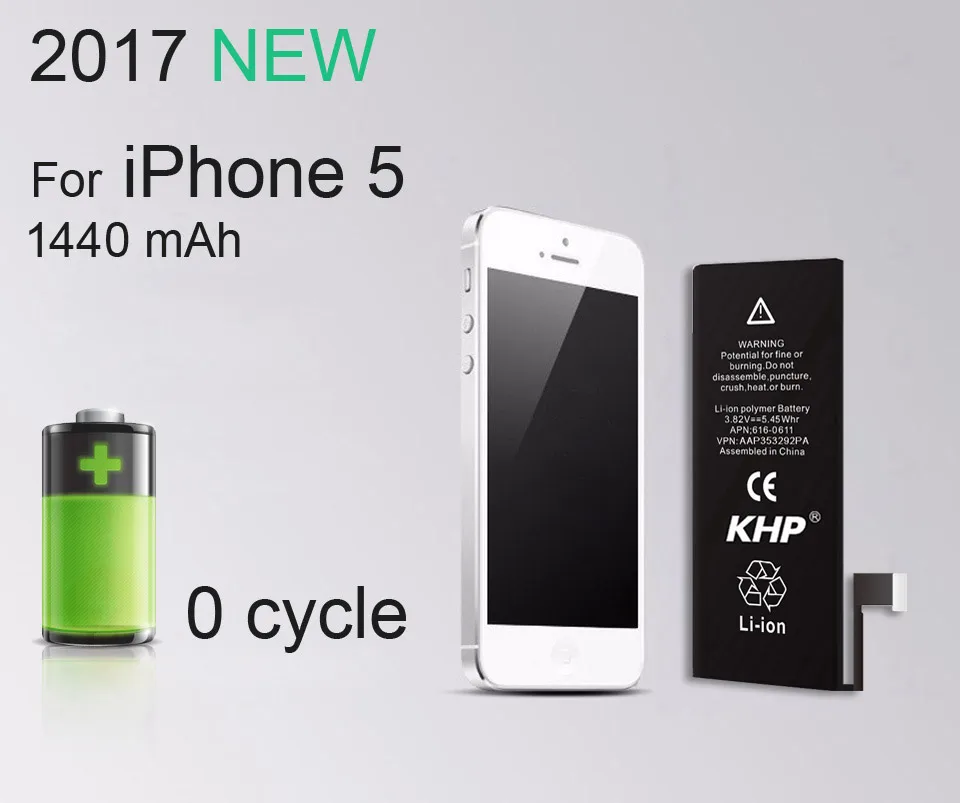 NEW 2017 100% Original KHP Phone Battery For iPhone 5 Capacity 1440mAh Repair Tools 0 Cycle Replacement Mobile Batteries Sticker (8)