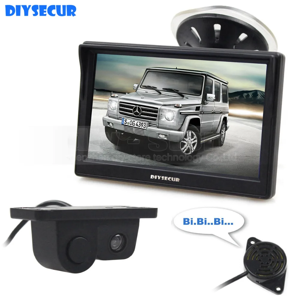 DIYSECUR Wired 5 Inch Color TFT LCD Car Monitor Waterproof Parking Radar Sensor Car font b