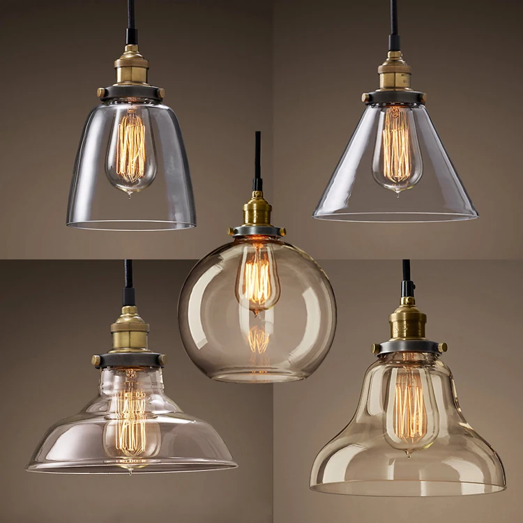 Vintage Loft Kupfer Glas pendelleuchte retro Industriellen kunst