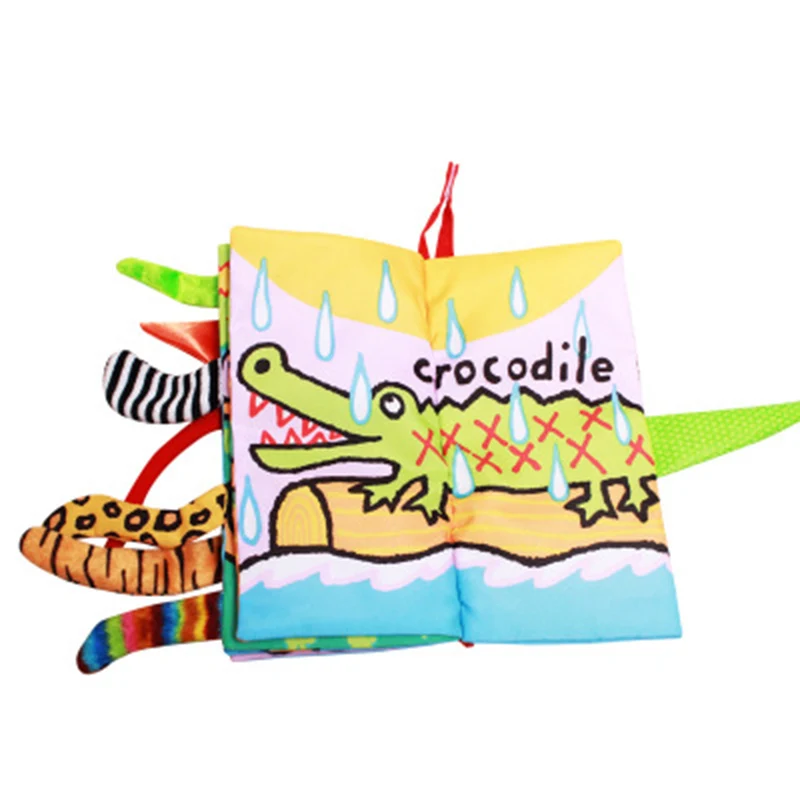 Baby Early Education Toy Book Modern Soft Quiet Children Toddler Toy Cloth  Infant Animal Jungle Tail