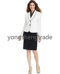 Белый блейзер юбка костюм шаль воротник прямой силуэт юбка обе части на подкладке 725