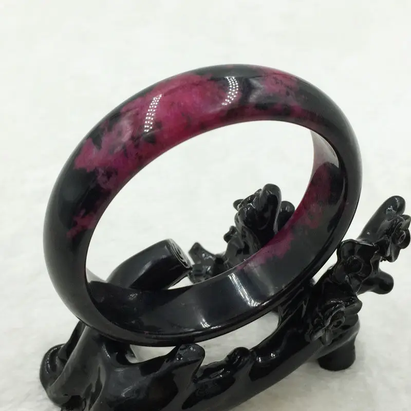

FREE SHIPPING>>>@@ A-4 58mm Vintage Chinese Natural Black Lavender Peach Jade Gems Bracelet Bangle NEW