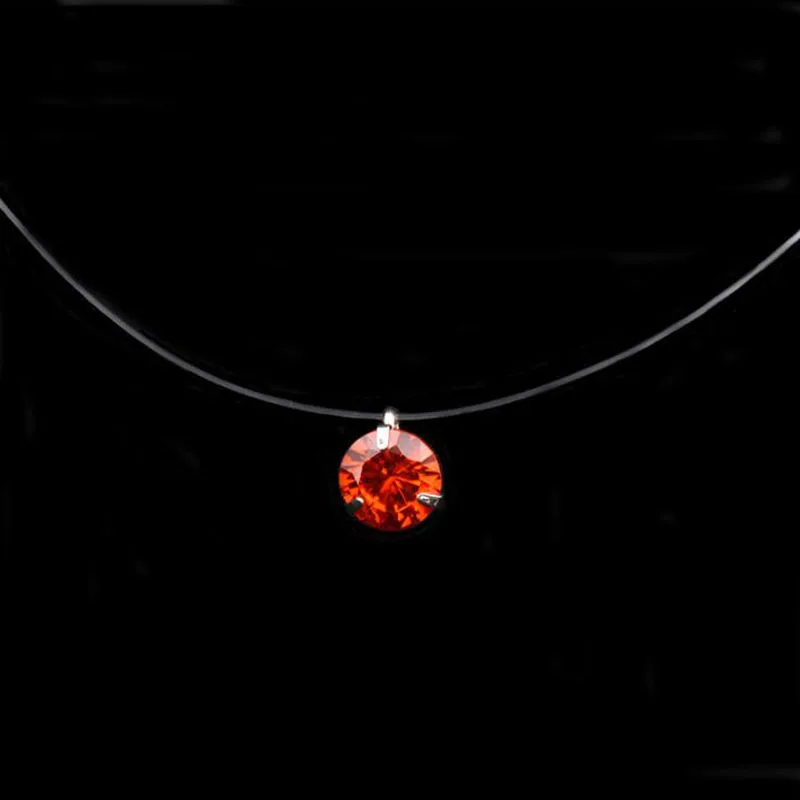

Female Transparent Fishing Line CZ Necklace Silver Invisible Chain Necklace Women Cubic Zirconia Choker Necklace Collier Femme