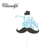 Chicinlife 1Pcs A little man Boy Cake Topper happy Birthday Party Kids 1st Birthday Party baby shower Decorations Supplies