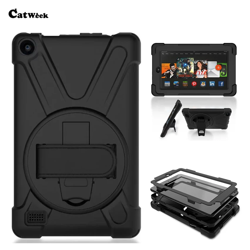 Kindle Fire 7 2015 силиконовый сверхпрочный чехол для Amazon kindle fire планшет задняя крышка 360