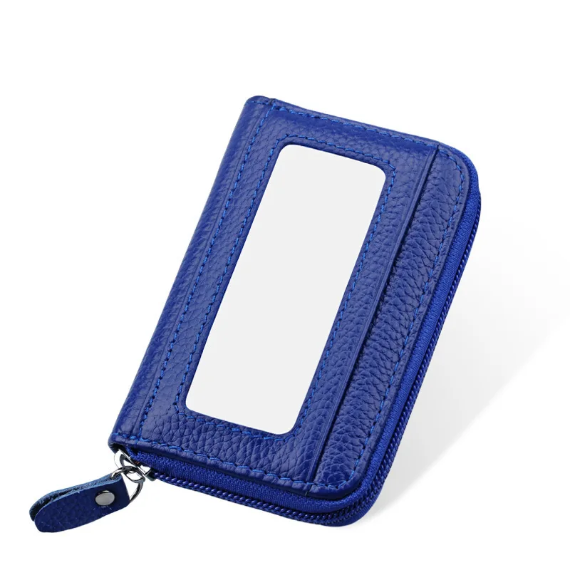 Модный кошелек из натуральной кожи для женщин Женский RFID крепление фиксатора кошельки дорожный с молнией Женский кошелек женский держатель карты - Цвет: KB08 blue