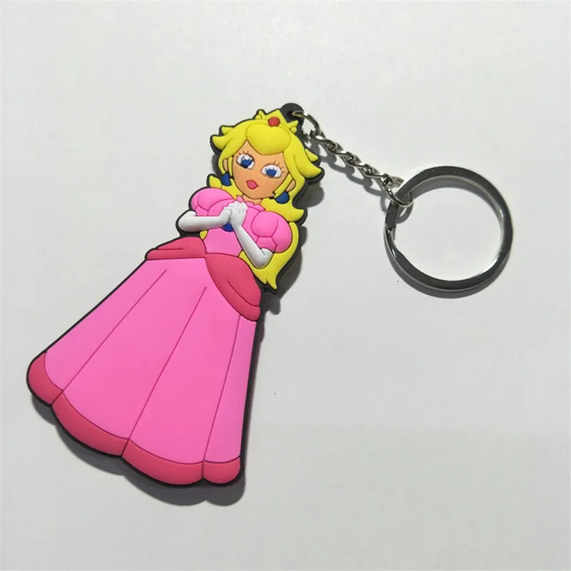 Super Mario Bros. Figures Toys Game Cartoon Luigi Mario Dinosaur Yoshi Princess Mushroom PVC Keychain Dolls Key Bag Pendant (7)