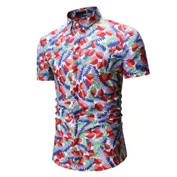 YASUGUOJI Новинка 2019 г. модные мужские рубашки в цветах летняя футболка с коротким рукавом Для мужчин Бизнес Повседневное Классическая мужская