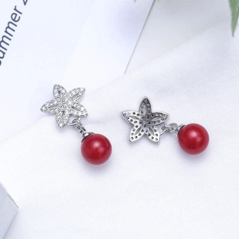 

Temperament Star Transport Red Korean Hypoallergenic 925 Sterling Silver Personality Female Earring SEA072
