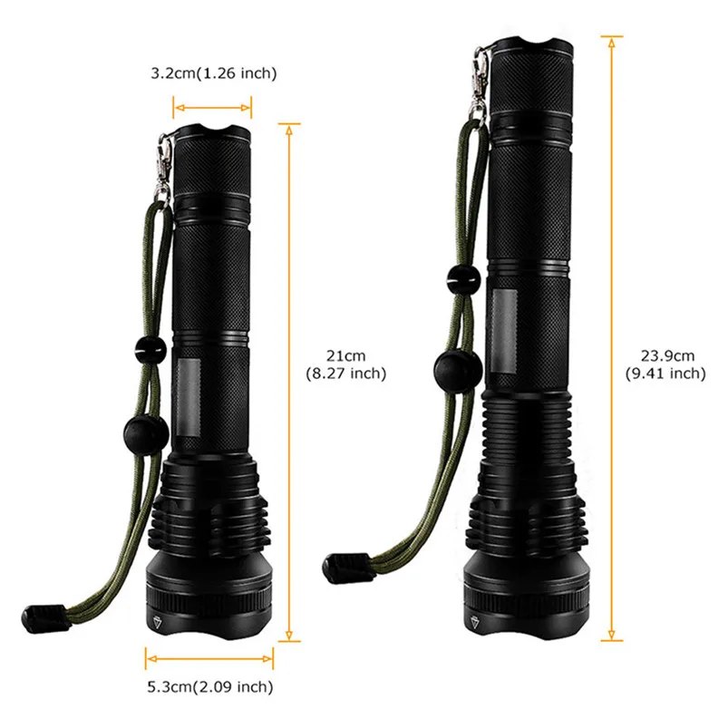 2500LM Lampe Torche XHP50 LED Flashlight Super Power Zoomable Hunting Torch 5 Modes Cool White Light 26650 Zaklamp 40MAY802