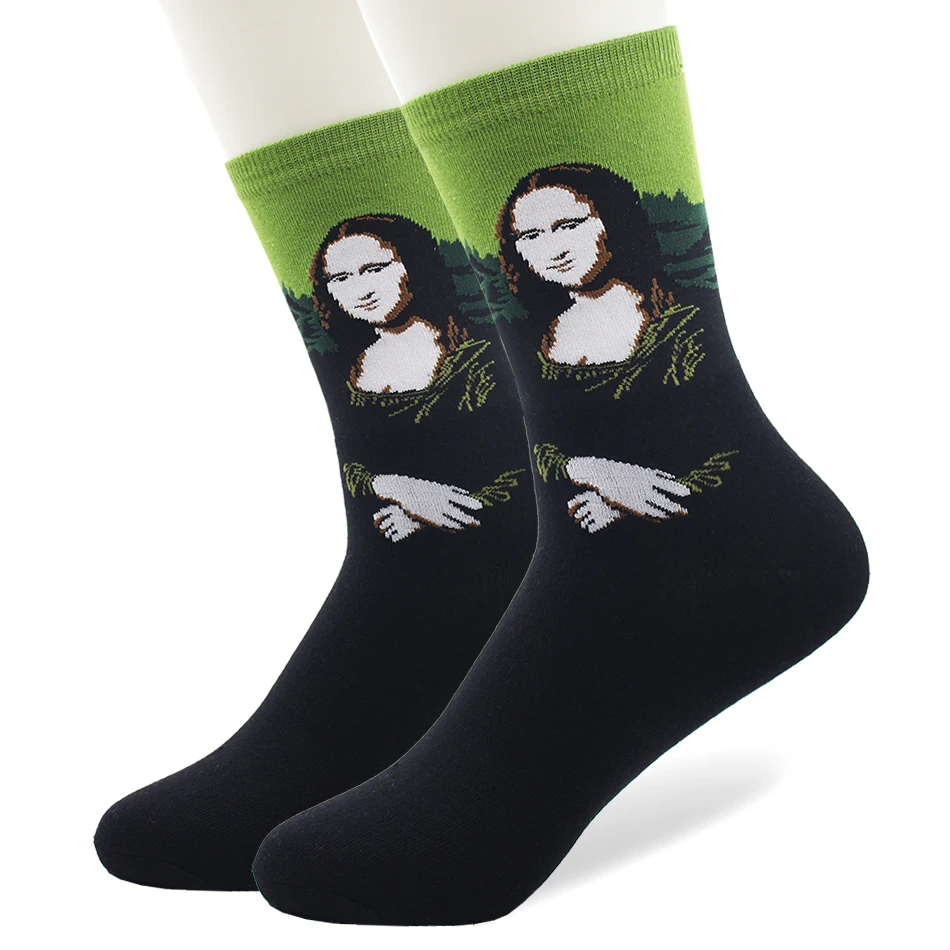 5 пар/лот Звездный рисунок неба искусство носки женские счастливые цветные хлопчатобумажные носки Ван Гог Ретро масло Всемирно известный живопись носки лот