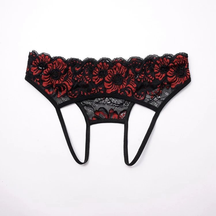 Women Thongs And G strings Lace Transparent Panties For Sex Open Crotch Briefs Erotic Underwear Temptation Floral Sexy Lingerie (3)