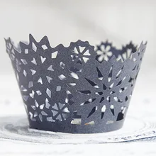 Черный Кружевное украшение "Снежинка" Завертчицы серебряной бумаги кексы Cup Cake партия выпечки Wrapper